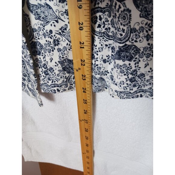 Basic Editions Womens Paisley Print Long Sleeve Shirt  Blue & White Medium - Picture 6 of 8